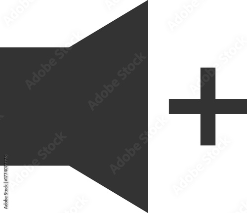 Speaker icon with plus symbol for volume up