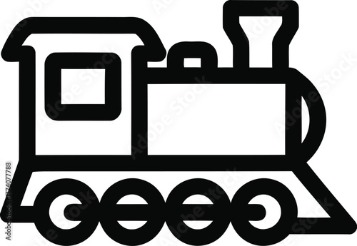 Vintage Train Outline Vector Illustration Perfect for Transportation Designs and Graphics