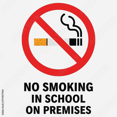 No Smoking Sign in School on Premises A Prohibition Warning for Educational Environments