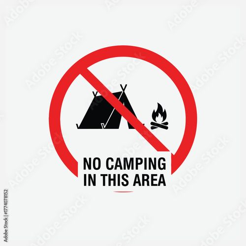 Prohibited Camping Signage for Restricted Outdoor Areas - No Overnight Stays or Campfires Allowed in This Zone