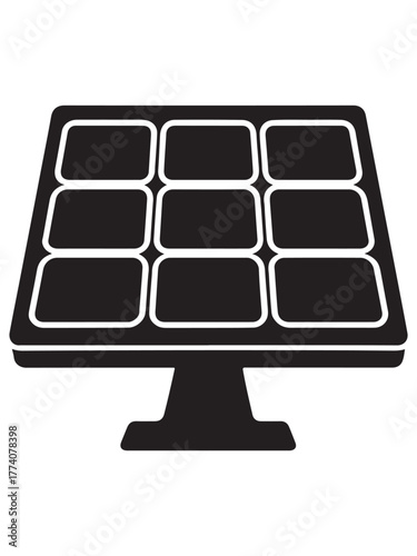 Front view solar panel icon silhouette vector