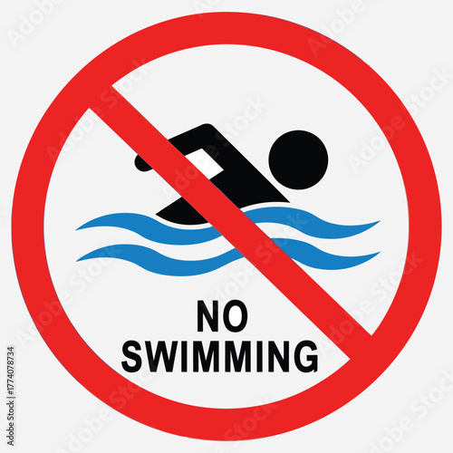 No Swimming Allowed Water Safety Symbol for Restricted Areas