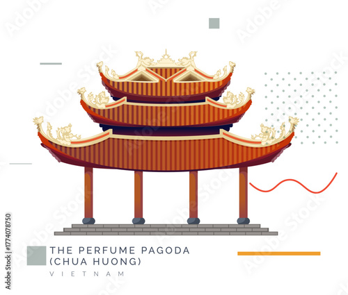The Perfume Pagoda (Chua Huong) - Buddhist complex - Hanoi Vietnam - Stock Illustration