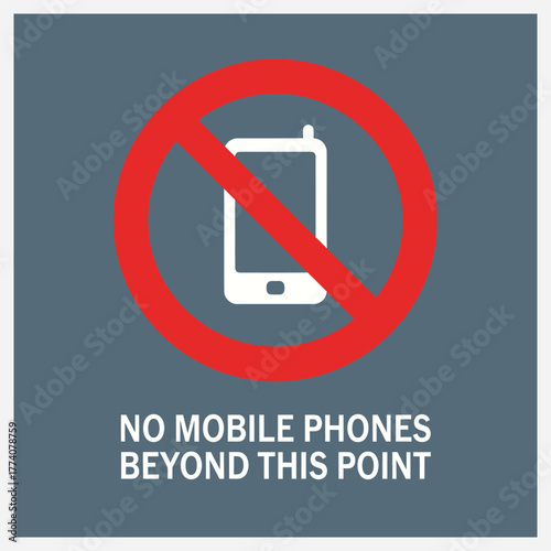 A clear and simple vector graphic of a prohibition sign indicating no mobile phones are allowed in a restricted area