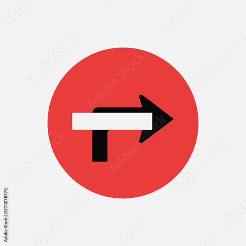 Compulsory Direction Traffic Sign Indicating the Need to Turn Right Ahead