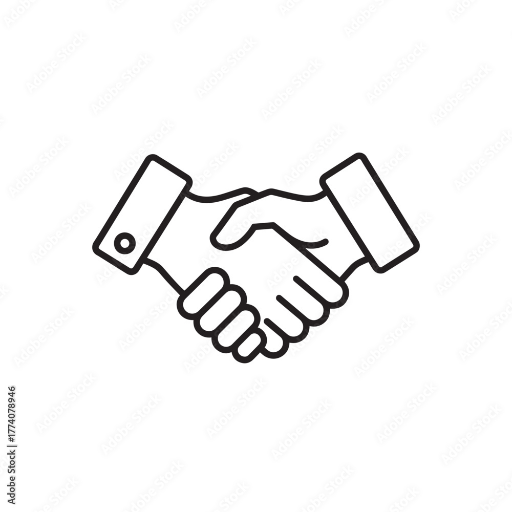 Naklejka premium Handshake Vector Icon: Agreement, Deal, Business, Partnership and Collaboration