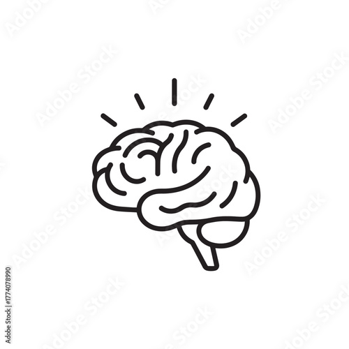 Brain Thinking Vector Illustrating Cognitive Function, Ideas and Intelligence Processes