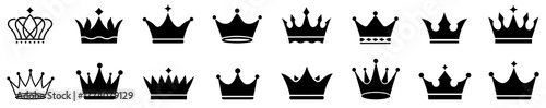 Crown icons symbolizing royalty, luxury, leadership, and success. Perfect for premium branding, awards, fashion, victory, and achievement design projects or logos. crown, king, queen, vector icon