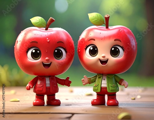 Figurki jabłuszek jako zabawki pluszowe dla dzieci