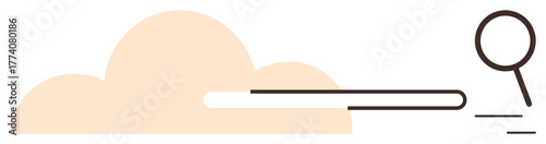 Cloud with a horizontal search bar and magnifying glass symbolizing online search, data access, and exploration. Ideal for technology, internet, cloud storage, data analysis, research, innovation