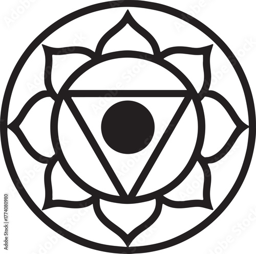 chakra mandala silhouette vector, symmetrical design rooted in sacred geometry and energy balance, contains the mandala, reinforcing unity and wholeness, Sacred Alignment, Balance & Flow. 
