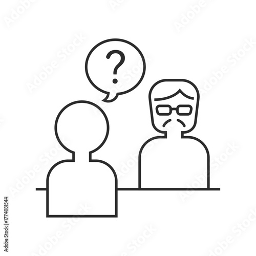 会議、ミーティング、Web会議のイラスト（質問、面接、面談、上司、キャリアプラン、進路相談、評価面談、相談）