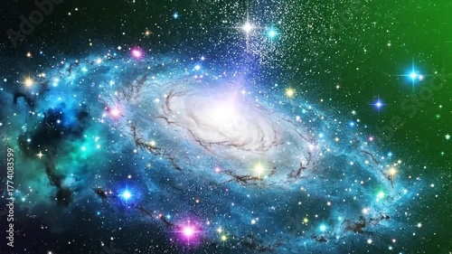 Vibrant spiral galaxy ablaze with stars and cosmic dust in deep space.