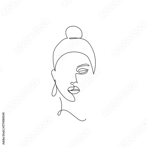 Elegant minimalist line art of a woman, perfect for beauty brand, fashion blog, or modern art print, simple and stylish, trendy portrait graphic design