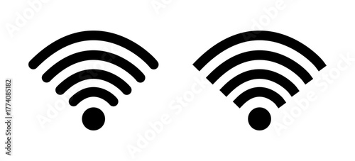 WiFi icon in simple outline style. Wireless signal vector illustration showing connection, communication and internet network symbol.