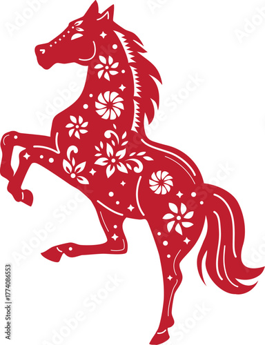 Year of Horse Zodiac Animals Happy Lunar New Year.