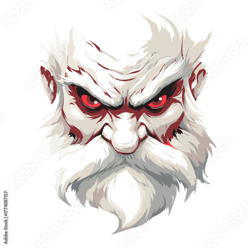 Scary Evil Santa Clause Face Vector Clipart