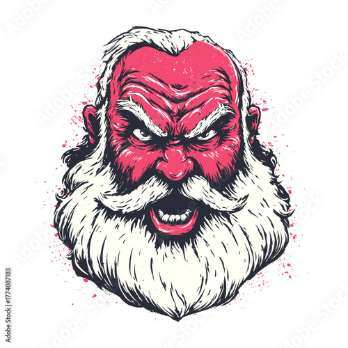 Scary Evil Santa Clause Face Vector Clipart
