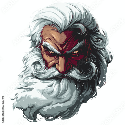 Scary Evil Santa Clause Face Vector Clipart