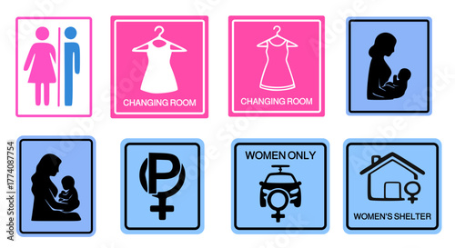 Set of representing female-related facilities or services.