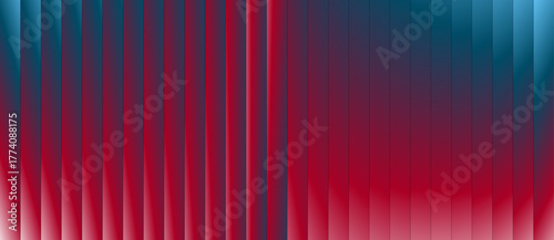 Neon ripple glass gradient in magenta, chrome texture with blue green gradient. Ribbed glass illuminated, vector illustration