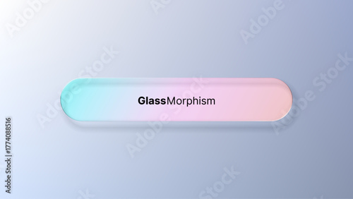 Liquid glass morphism vector button or banner with glossy effect for modern user interface or website design.
