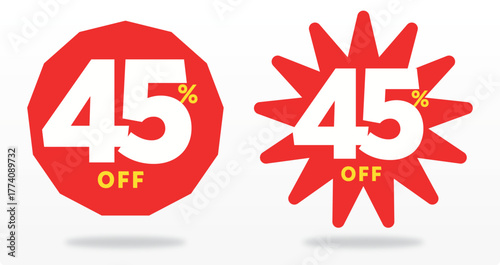45% off, payment, value, emblem, purchase, discount, advertising, tag, business, banner, label, price, promo, discount, poster, sale, sticker. Offer, icon, set, vector