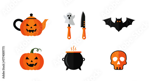 Flat Halloween Icon Set