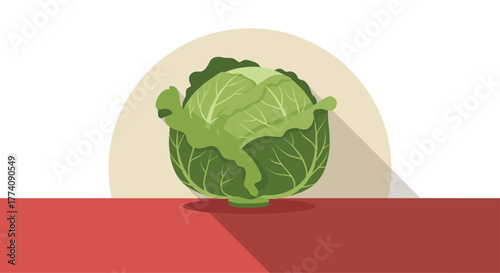 Fresh green cabbage head ready for healthy cooking, vibrant and nutritious for salads and delicious meals, promoting wellness and mindful eating
