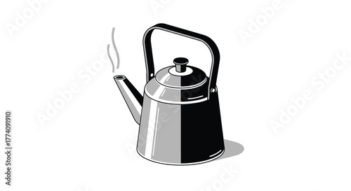 Classic steaming kettle ready to brew comforting hot beverages creating a cozy kitchen ambiance