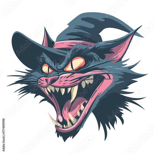 Evil Witch Cat Vector Clipart