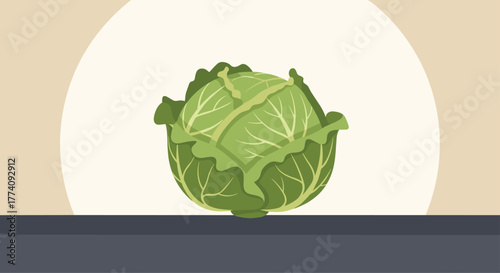 Fresh green cabbage presented as a healthy food concept with clean design elements for culinary use