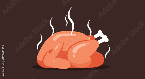 Deliciously roasted whole chicken steaming hot and ready to serve at a festive gathering