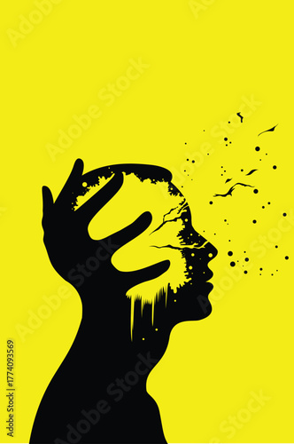 Abstract silhouette of a person holding their head, symbolizing manipulation, narcissistic abuse, and emotional trauma, expressing control and mental struggle in conceptual art.
