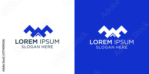 Modern and vibrant blue logo template perfect for innovative real estate brands, tech startups, or creative agencies seeking a memorable and professional visual identity