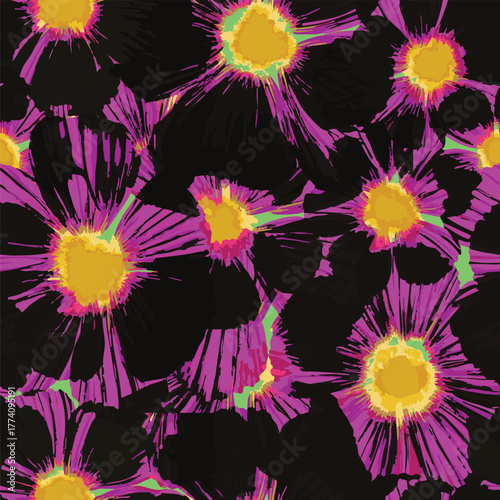 Abstract Macro Flowers Vector Art suitable for printing on surface textile, fabric texture all over prints, multi colors, seamless pattern, big scale flowers elements 