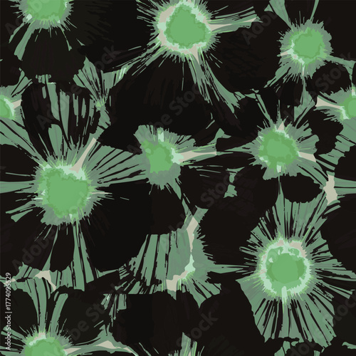 Abstract Macro Flowers Vector Art suitable for printing on surface textile, fabric texture all over prints, multi colors, seamless pattern, big scale flowers elements 