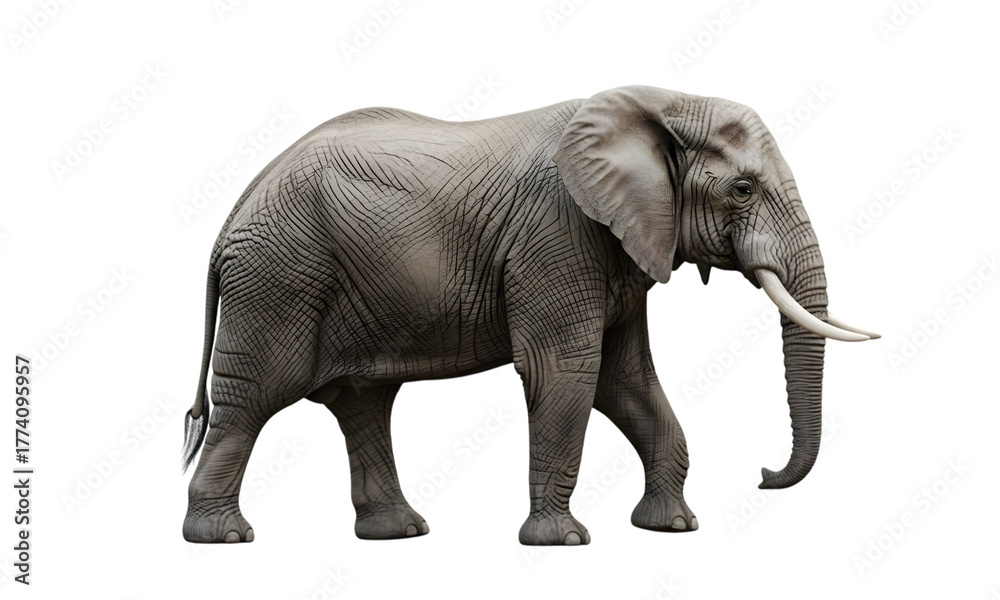 Fototapeta premium Isolated african elephant walking , elephant isolated on transparent