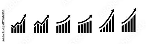 Growth vector icon. Graph or diagram with arrow going up and down. Vector