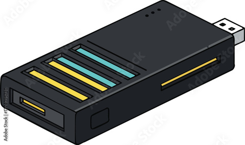 USB flash drive with colorful stripes digital storage device illustration vector