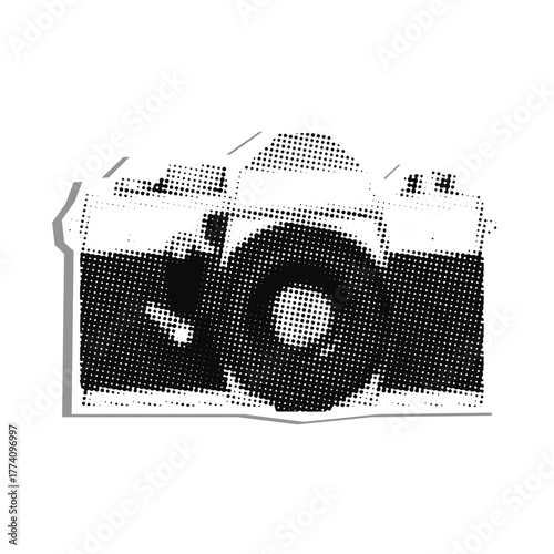 vintage photo camera halftone