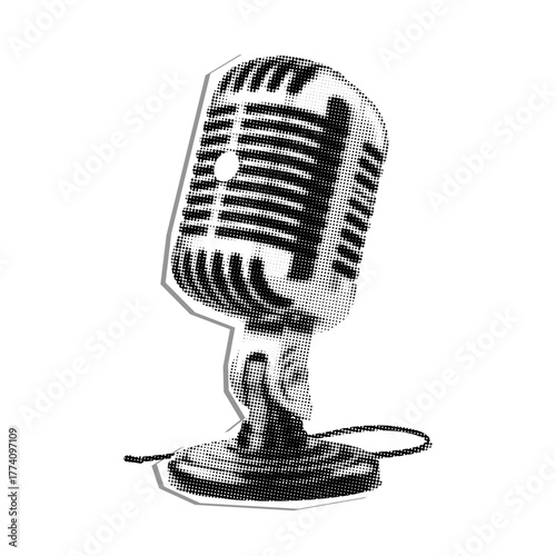 Retro vintage microphone isolated on white