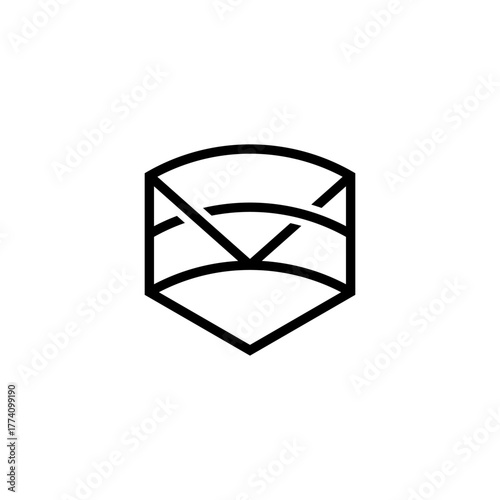 abstact shape outline stroke hexagon concept