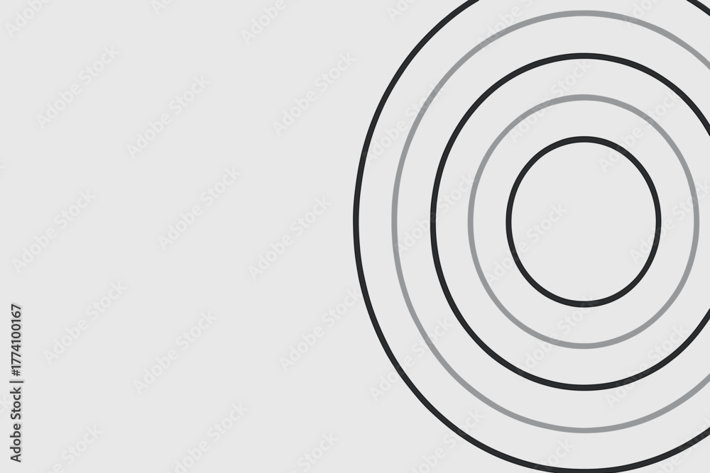 Fototapeta premium Abstract monochrome concentric circles on a light gray background, concept of icon vector 
