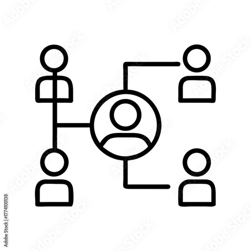 User connected to others through network lines in icon vector  