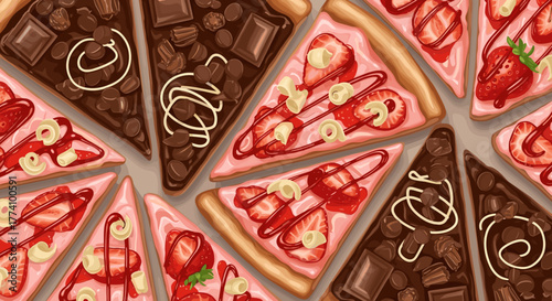 Slices of dessert pizza