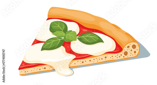 Pizza slice with basil