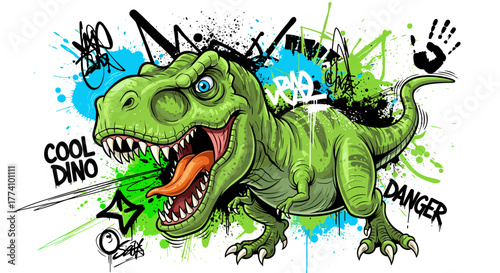 Cartoon dinosaur graffiti