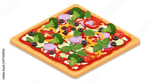 Square vegetable pizza