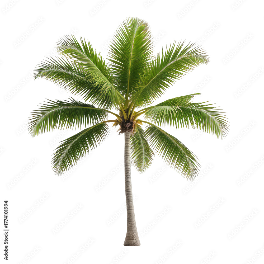 Obraz premium Digitally isolated, vibrant green palm tree